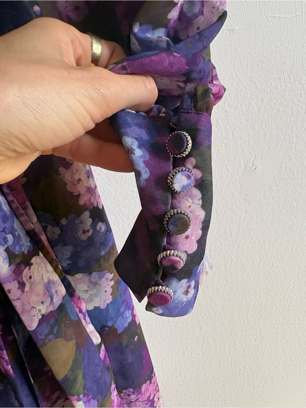 The Kooples Sz 8 Purple Floral Feminine Date Wedding Short Dress - Picture 11 of 13